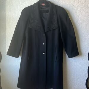Forstmann Alorna Womens Wool Blend Coat Made in USA Union Tag Black Mid Length